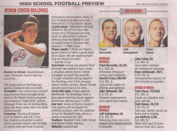 Chad Burnside - Byron Center High School Football, Track & Field (Byron Center, Michigan)