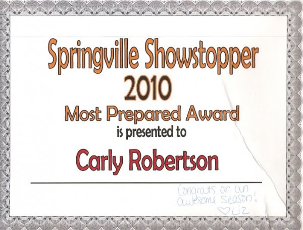 Carly Robertson - Springville Secondary School Cheerleading, Dance, Track & Field (Springville, Iowa)