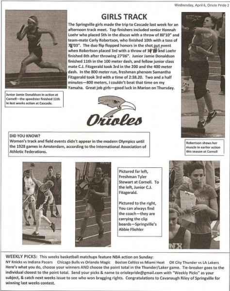 Carly Robertson - Springville Secondary School Cheerleading, Dance, Track & Field (Springville, Iowa)