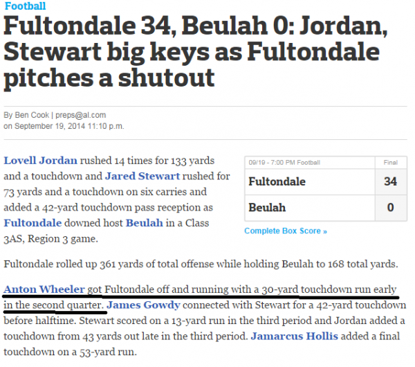 Kavin Anton Wheeler Jr. - Fultondale High School Baseball, Basketball, Football (Birmingham, Alabama)