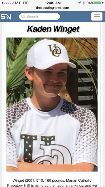 Kaden Winget - Marian Catholic High School Baseball (Chicago Heights, Illinois)