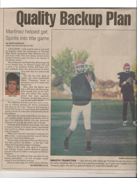 Gabe Martinez - Paraclete High School Football (Lancaster, California)